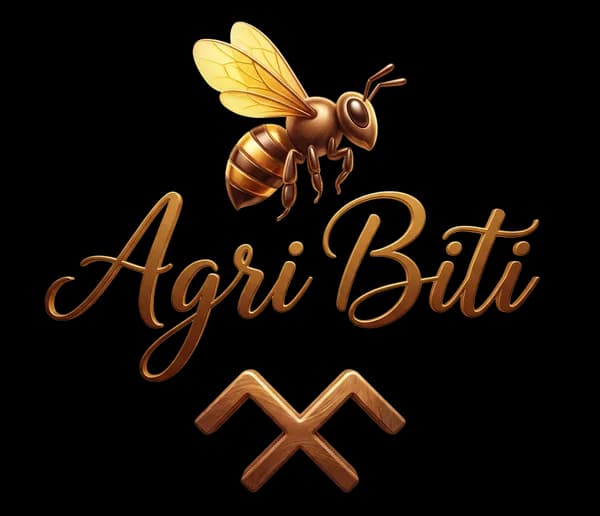 Agri Biti logotips — bite virs kaligrāfiska uzraksta